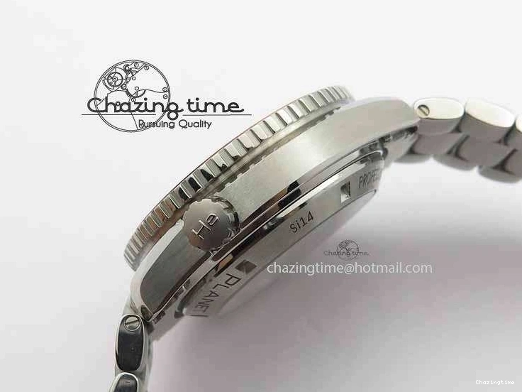 0517 Sophisticated Planet Ocean Master Chronometer Chrono SS OM 1:1 Best Edition Orange On SS Bracelet A 8156
